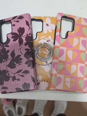 Floral & Heart Pattern Phone Case - Pink, Yellow, Multi